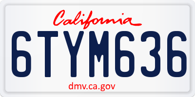 CA license plate 6TYM636