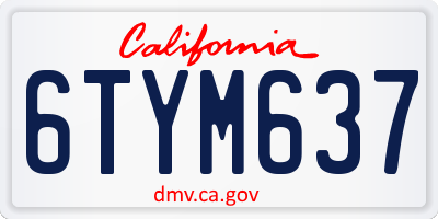 CA license plate 6TYM637