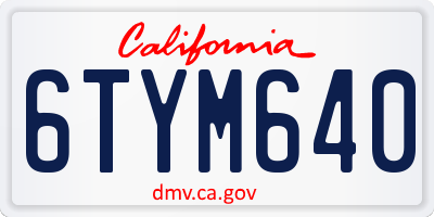 CA license plate 6TYM640