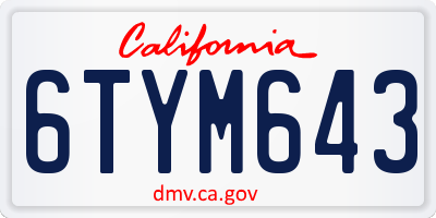CA license plate 6TYM643