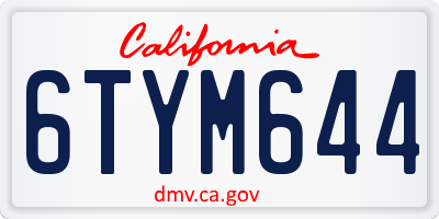 CA license plate 6TYM644