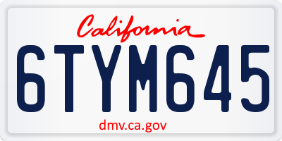 CA license plate 6TYM645