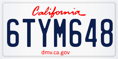 CA license plate 6TYM648