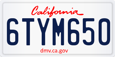 CA license plate 6TYM650
