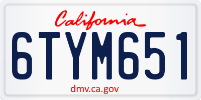 CA license plate 6TYM651