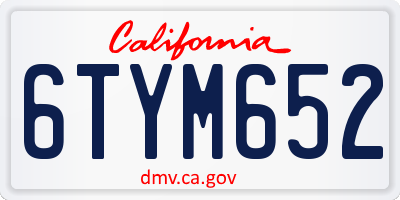 CA license plate 6TYM652