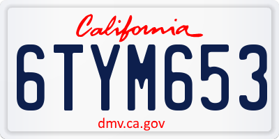 CA license plate 6TYM653