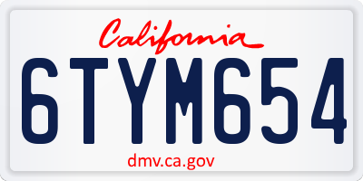 CA license plate 6TYM654