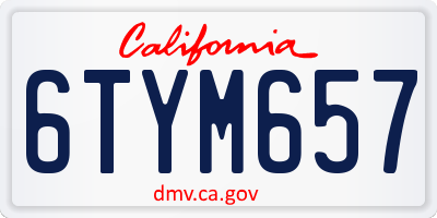 CA license plate 6TYM657