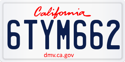 CA license plate 6TYM662