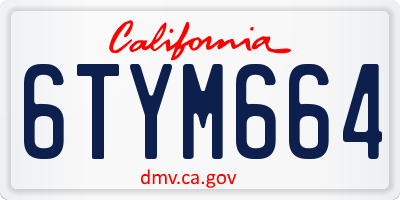 CA license plate 6TYM664