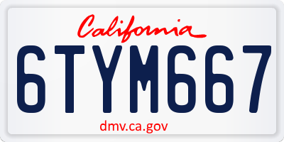 CA license plate 6TYM667
