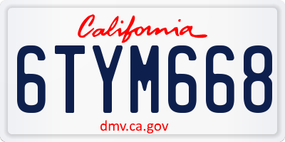 CA license plate 6TYM668