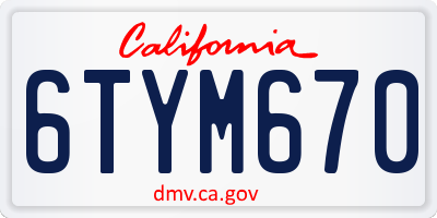 CA license plate 6TYM670
