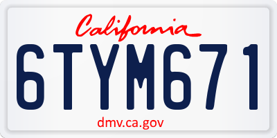 CA license plate 6TYM671