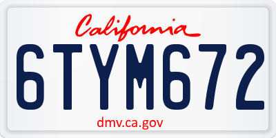 CA license plate 6TYM672