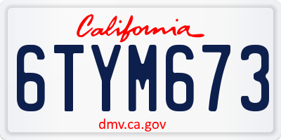 CA license plate 6TYM673