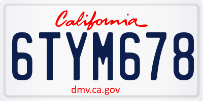 CA license plate 6TYM678