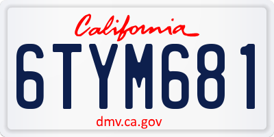 CA license plate 6TYM681