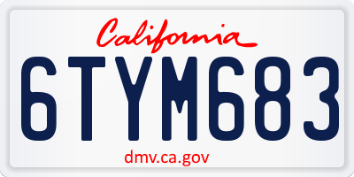 CA license plate 6TYM683