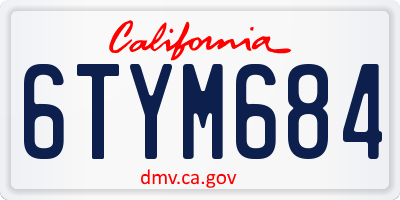 CA license plate 6TYM684