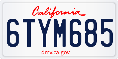 CA license plate 6TYM685