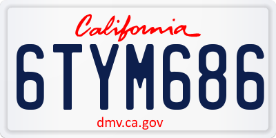 CA license plate 6TYM686