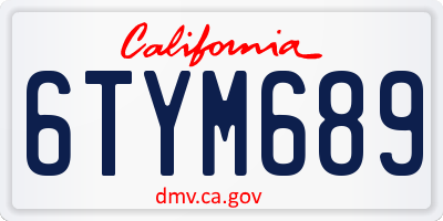 CA license plate 6TYM689
