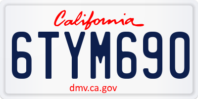CA license plate 6TYM690