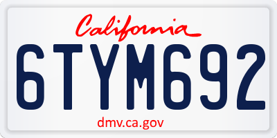 CA license plate 6TYM692