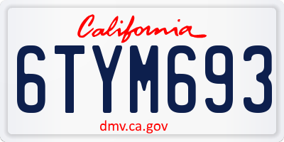 CA license plate 6TYM693