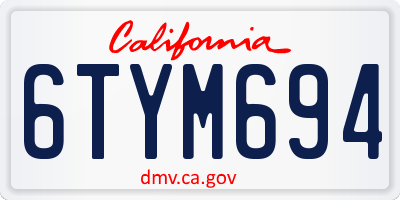 CA license plate 6TYM694