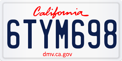 CA license plate 6TYM698