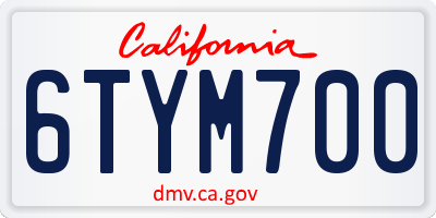 CA license plate 6TYM700