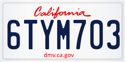 CA license plate 6TYM703