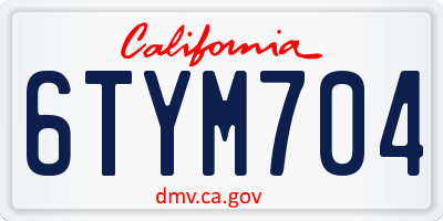 CA license plate 6TYM704
