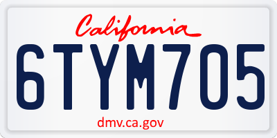 CA license plate 6TYM705