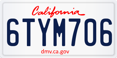 CA license plate 6TYM706