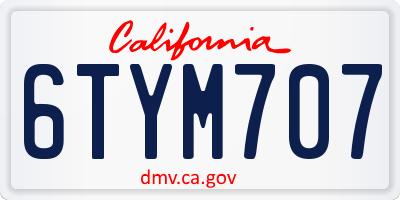 CA license plate 6TYM707