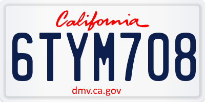 CA license plate 6TYM708