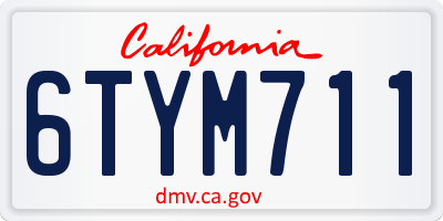 CA license plate 6TYM711