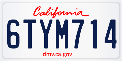 CA license plate 6TYM714