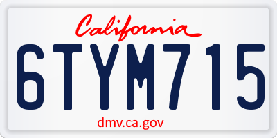CA license plate 6TYM715