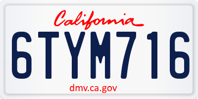 CA license plate 6TYM716