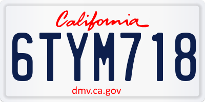 CA license plate 6TYM718