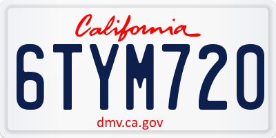 CA license plate 6TYM720