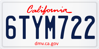 CA license plate 6TYM722