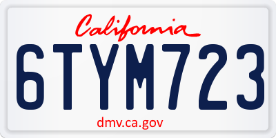 CA license plate 6TYM723