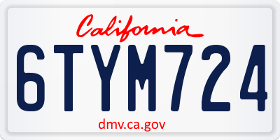 CA license plate 6TYM724