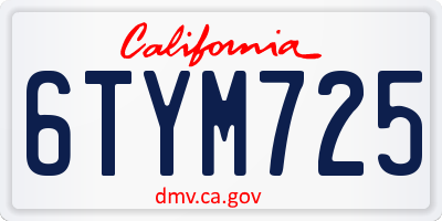 CA license plate 6TYM725